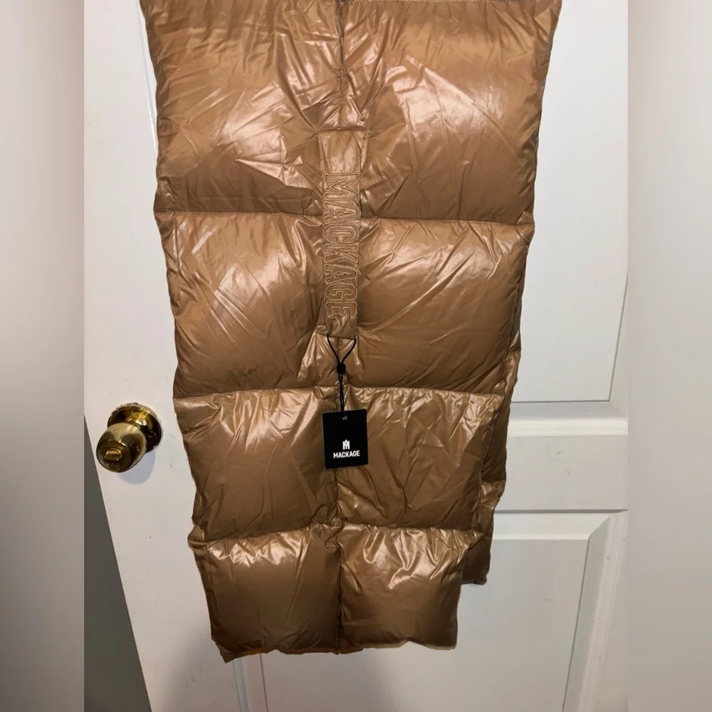 New! MACKAGE River Oversized Quilted Puffer Scarf Caramel Brown 🤎 OS NWT!
